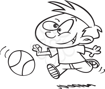 Royalty Free Clipart Image of a Boy Playing With a Ball