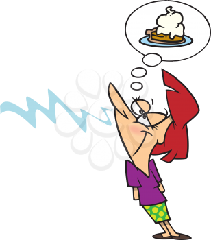 Royalty Free Clipart Image of a Woman Smelling Pie Baking