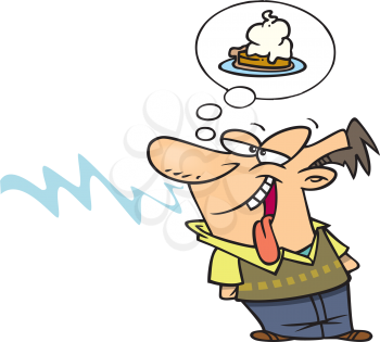 Royalty Free Clipart Image of a Man Smelling Pie Baking
