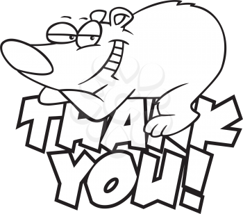 Royalty Free Clipart Image of a Bear Resting on a Thank You