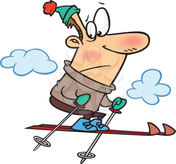 Royalty Free Clipart Image of a Skier Who Flew Too High