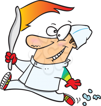 Royalty Free Clipart Image of a Man Running In a Torch Relay