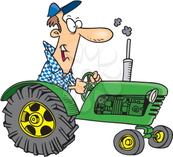 Royalty Free Clipart Image of a Man on a Tractor