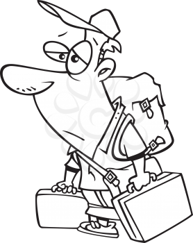 Royalty Free Clipart Image of a Weary Traveller