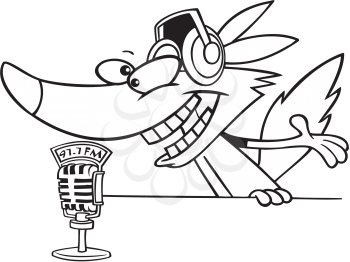 Royalty Free Clipart Image of a Wolf Radio Jockey
