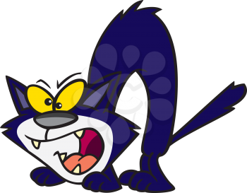 Royalty Free Clipart Image of a Cat With Its Back Arched