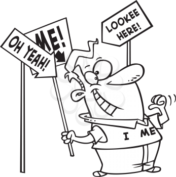 Royalty Free Clipart Image of a Man Holding Signs