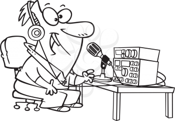 Royalty Free Clipart Image of a Guy Talking on a Ham Radio