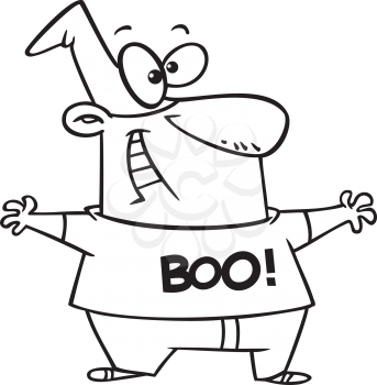 Royalty Free Clipart Image of a Guy With a Shirt That Says Boo