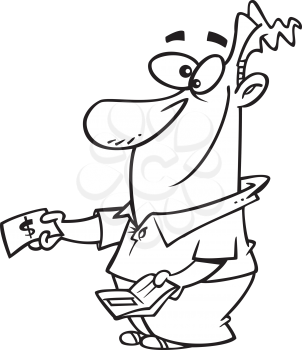 Royalty Free Clipart Image of a Guy Taking Money From His Wallet