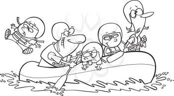 Royalty Free Clipart Image of a Family Rafting