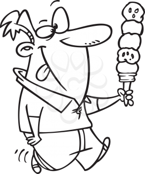 Royalty Free Clipart Image of a Guy With a Big Ice Cream Cone