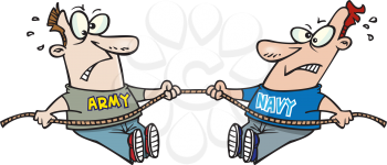 Royalty Free Clipart Image of an Army and Navy Tug of War