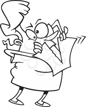 Royalty Free Clipart Image of a Woman Ripping a Paper