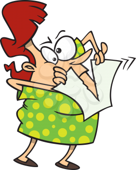 Royalty Free Clipart Image of a Woman Ripping a Paper