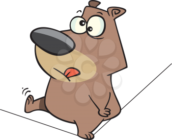 Royalty Free Clipart Image of a Bear on a Tightrope