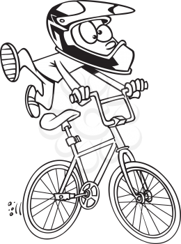 Royalty Free Clipart Image of a Kid on a Bike