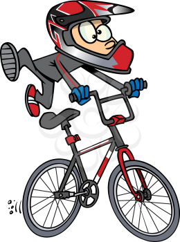Royalty Free Clipart Image of a Kid on a Bike