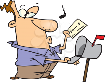 Royalty Free Clipart Image of a Man Putting a Cheque in the Mail