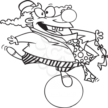 Royalty Free Clipart Image of a Clown Doing a Trick