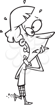 Royalty Free Clipart Image of a Woman Pacing and Looking Worried