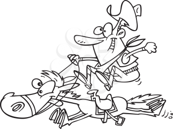 Royalty Free Clipart Image of a Cowboy on a Horse