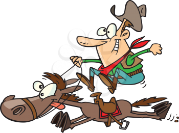 Royalty Free Clipart Image of a Cowboy on a Horse