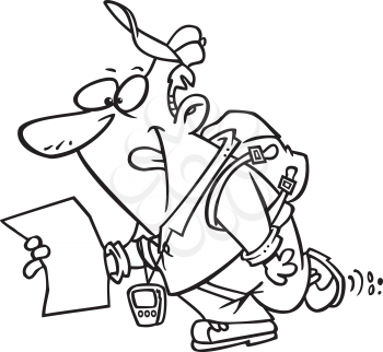 Royalty Free Clipart Image of a Guy With a Backpack and Map
