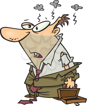 Royalty Free Clipart Image of a Frazzled Guy