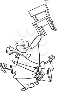 Royalty Free Clipart Image of a Man Balancing a Chair on His Nose