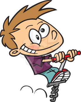 Royalty Free Clipart Image of a Kid on a Pogostick