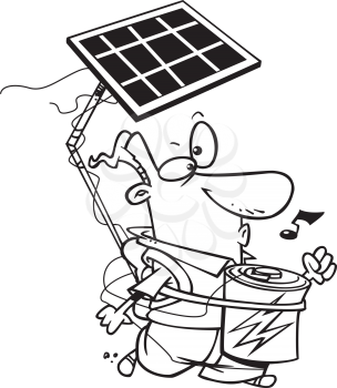 Royalty Free Clipart Image of a Guy Wearing a Solar Panel