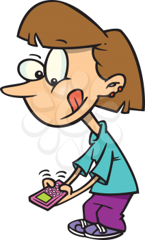 Royalty Free Clipart Image of a Girl Texting