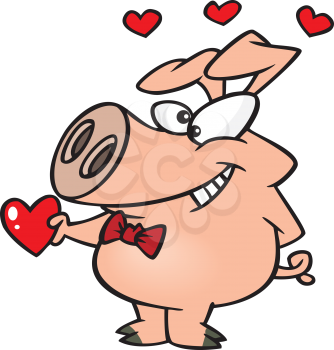 Royalty Free Clipart Image of a Valentine Pig