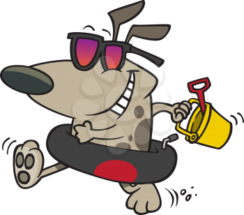Royalty Free Clipart Image of a Dog With Beach Things