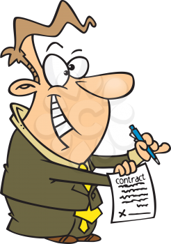 Royalty Free Clipart Image of a Man With a Contract