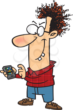 Royalty Free Clipart Image of a Guy With a Cellphone
