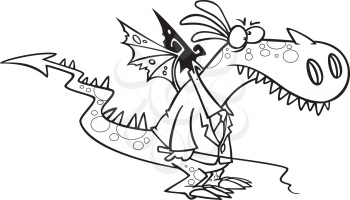 Royalty Free Clipart Image of a Dragon in a Suit Jacket