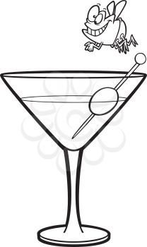 Royalty Free Clipart Image of a Fly and a Drink