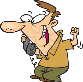 Royalty Free Clipart Image of a Happy Man on the Telephone