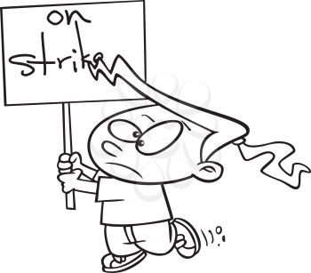 Royalty Free Clipart Image of a Girl on Strike