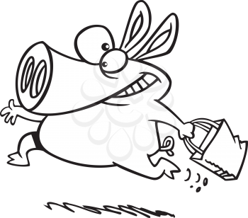 Royalty Free Clipart Image of a Pig With a Bag