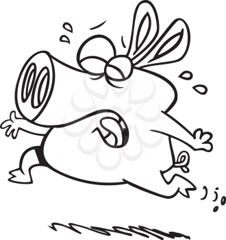 Royalty Free Clipart Image of a Crying Running Pig