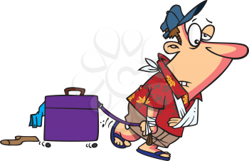 Royalty Free Clipart Image of a Person Returning Home From Vacation