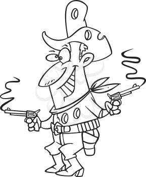 Royalty Free Clipart Image of a Cowboy With Holes in Him