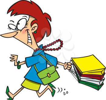 Royalty Free Clipart Image of a Shopping Woman in a Hurry