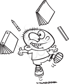 Royalty Free Clipart Image of a Child With Schoolbooks