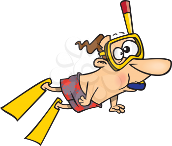 Royalty Free Clipart Image of a Man Snorkelling