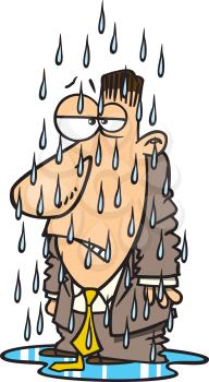 Royalty Free Clipart Image of a Soaking Wet Man