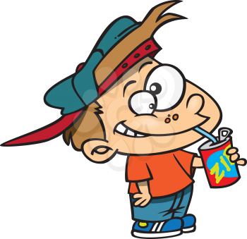 Royalty Free Clipart Image of a Kid With a Drink